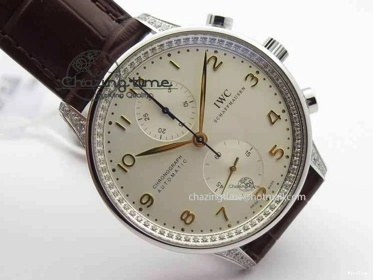 MIROTIME 0507 Portuguese IW3714 Diam ZF V2 1:1 Best Edition White Dial RG Numbers On Brown Leather Strap A79350 (Slim Movement) Fashionable 7246